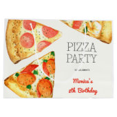 水彩ピザパーティー誕生日 ラージペーパーバッグ (裏面)