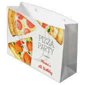 水彩ピザパーティー誕生日 ラージペーパーバッグ (裏面アングル)