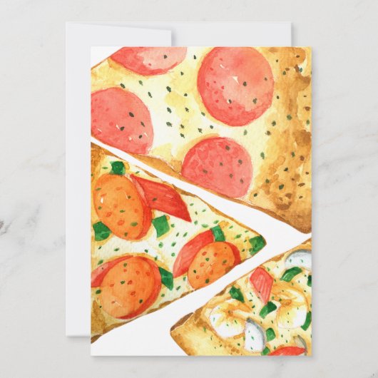 水彩ピザパーティー誕生日 招待状 (裏面)