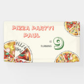 水彩ピザパーティー誕生日 横断幕 (横)
