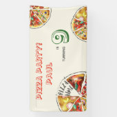 水彩ピザパーティー誕生日 横断幕 (縦)
