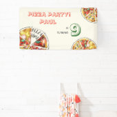 水彩ピザパーティー誕生日 横断幕 (インサイチュ)