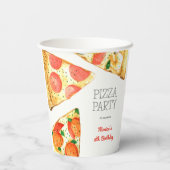 水彩ピザパーティー誕生日 紙コップ (裏面)