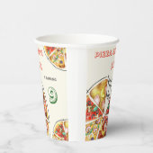 水彩ピザパーティー誕生日 紙コップ (右)