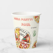 水彩ピザパーティー誕生日 紙コップ (正面)