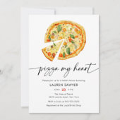 水彩ピザマイハートイタリアンブライダルシャワー 招待状 (正面)