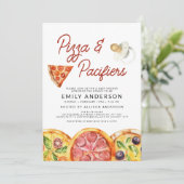 水彩ピザ&おしゃれな赤ちゃんシャワー 招待状 (スタンド正面)