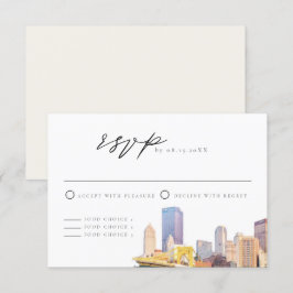 水彩ピッツバーグスカイライン出欠確認カード 招待状