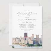 水彩ピッツバーグスカイライン結婚のリハーサル 招待状 (正面)
