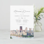 水彩ピッツバーグスカイライン結婚のリハーサル 招待状 (スタンド正面)