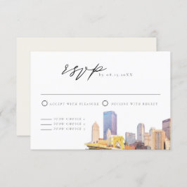 水彩ピッツバーグスカイラインRSVPカード 招待状