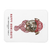 水彩ピットブルクリスマスハッピーハウリデイ マグネット (横)