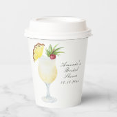 水彩ピナコラダ コックテール ブライダルシャワー 紙コップ (正面)