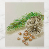 水彩ピニョンヌッツピネコーンニューメキシコ ワインラベル (シングルラベル)