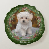 水彩ピネコンリースペットフォトラウンドピロー ラウンドクッション (裏面)