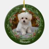 水彩ピネコンリースペット写真 セラミックオーナメント (裏面)