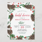 水彩ピネコン | クリスマスブライダルシャワー 招待状 (正面/裏面)