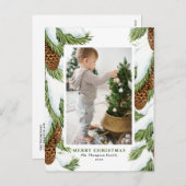 水彩ピネコーンメリークリスマスフォト シーズンポストカード (正面/裏面)