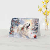 水彩ピレネー素晴らしズクリスマスシーン カード (黄色い花)