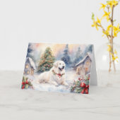 水彩ピレネー素晴らしズクリスマスシーン カード (黄色い花)