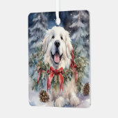 水彩ピレネー素晴らしズクリスマスシーン メタルオーナメント (正面左)