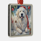 水彩ピレ素晴らしネー冬クリスマスシーン2 メタルオーナメント (右)