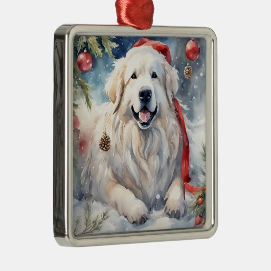 水彩ピレ素晴らしネー冬クリスマスシーン2 メタルオーナメント (右)