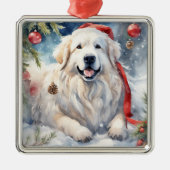 水彩ピレ素晴らしネー冬クリスマスシーン2 メタルオーナメント (正面)