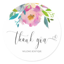 水彩ピンクありがとう書道