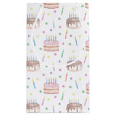 水彩ピンクお誕生日ケーキ パーソナライズされた スモールペーパーバッグ (裏面)