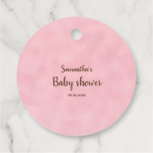 水彩ピンクかわいいベビーゾウ赤ちゃんシャワー フェイバータグ (裏面)