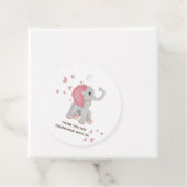 水彩ピンクかわいいベビーゾウ赤ちゃんシャワー フェイバータグ (インサイチュ)