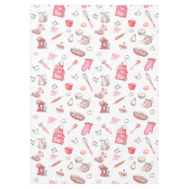 水彩ピンクかわいいベーキングパターンキッチン テーブルクロス