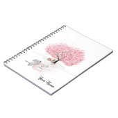 水彩ピンクかわいいマウス名 ノートブック (左側)