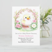 水彩ピンクかわいいワイルドフラワーガールベビーシャワー 招待状 (スタンド正面)