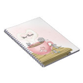 水彩ピンクかわいらしネズミカスタム ノートブック (右側)