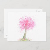 水彩ピンクさくらんぼツリー ポストカード (正面/裏面)