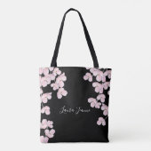 水彩ピンクさくらんぼフローラ スタイリッシュ トートバッグ (裏面)