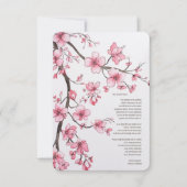 水彩ピンクさくらんぼブロッサム結婚フローラ サンキューカード (正面)