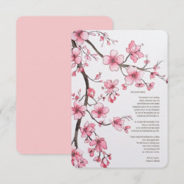 水彩ピンクさくらんぼブロッサム結婚フローラ サンキューカード