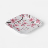 水彩ピンクさくらんぼブロッサム結婚フローラ ペーパープレート (傾斜あり)