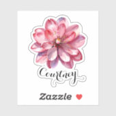 水彩ピンクさくらんぼ花フローラ名前をカスタムする シール (シート)