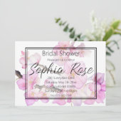 水彩ピンクさくらんぼ花ブライダルシャワー 招待状 (スタンド正面)