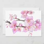 水彩ピンクさくらんぼ花ブライダルシャワー 招待状 (裏面)