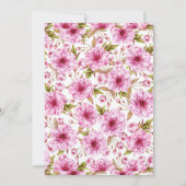 水彩ピンクさくらんぼ花リースベビーシャワー 招待状 (裏面)