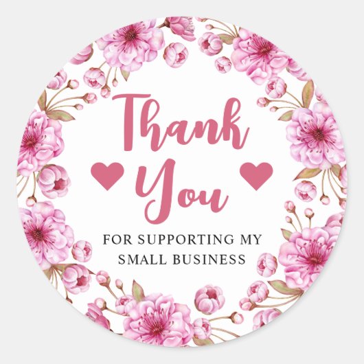 水彩ピンクさくらんぼ花咲きスモールビジネス ラウンドシール (正面)