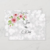 水彩ピンクさくらんぼ花 セーブザデート (正面/裏面)