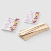 水彩ピンクとイエローのサマー花のウェディング ハンドファン (組立なし)