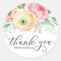 水彩ピンクとイエローランキュラスありがとう