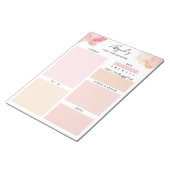 水彩ピンクとオレンジのカスタムプランメモ帳 ノートパッド (アングル)